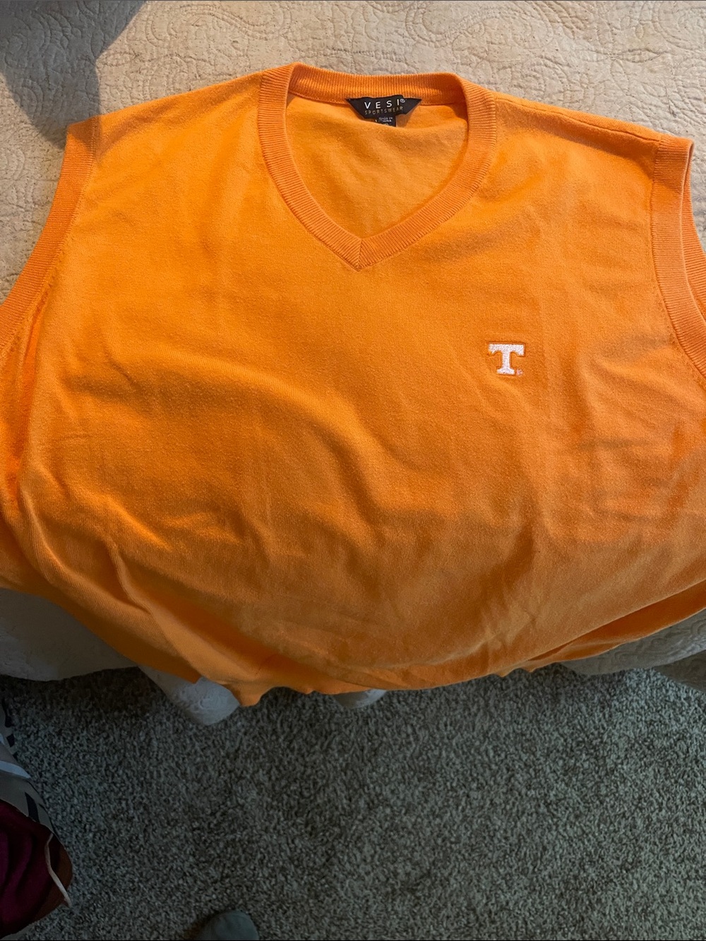 Men's Orange V-Neck Sweater Vest